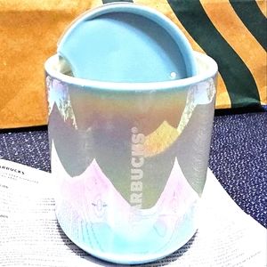 NWT, Starbucks 2023 Holiday Blue Glacier Icicle Drip Ceramic 8 oz Travel Tumbler